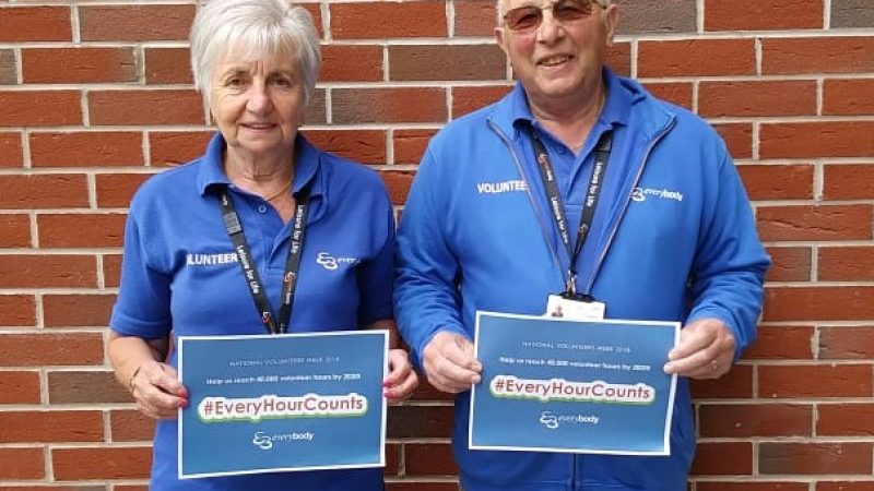 Volunteer Week 2018, Every hour counts certificate given to Mike and Kath Povall for their health walks.