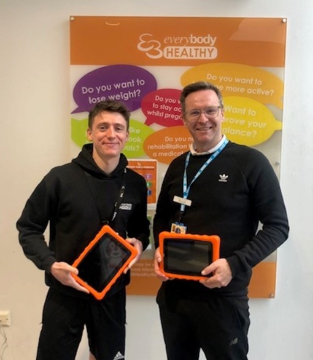 Gavin McKeith Health Referral Lead Everybody Health and Leisure (left) and Chris Smith, Physiotherapy Team Manager, Central Cheshire Integrated Care Partnership (right) ready to jointly deliver Good Boost.