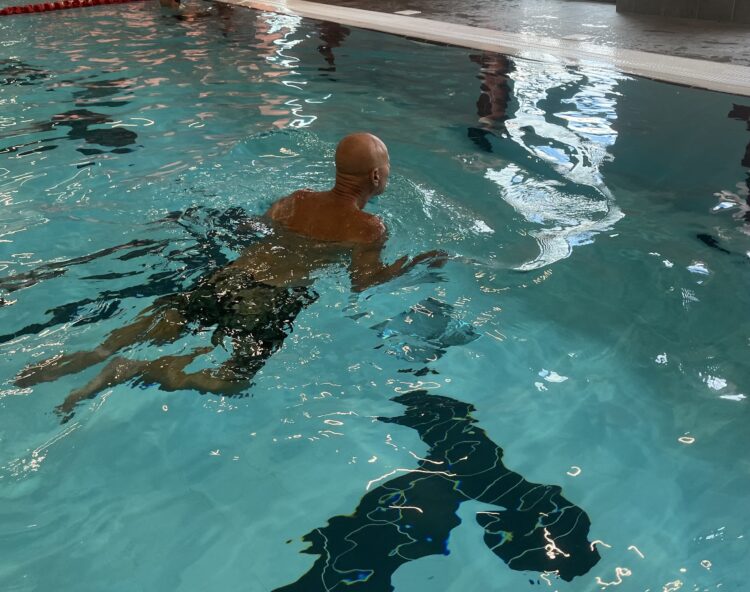Mick benefiting from the swimming facilities at Congleton Leisure Centre