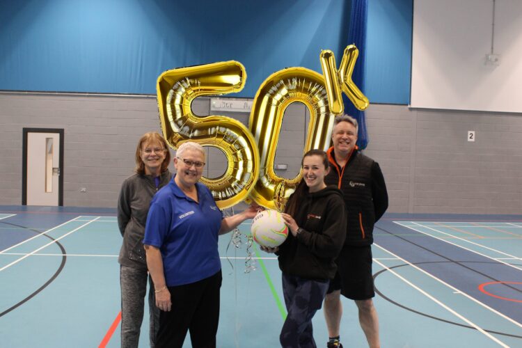 L-R: Susan Whitley & Christine Percival, Everybody Volunteers, Abby Jones Lead Sports Coach, Keith Rogers Sports Lead – Youth Participation & Volunteering at Everybody Health & Leisure