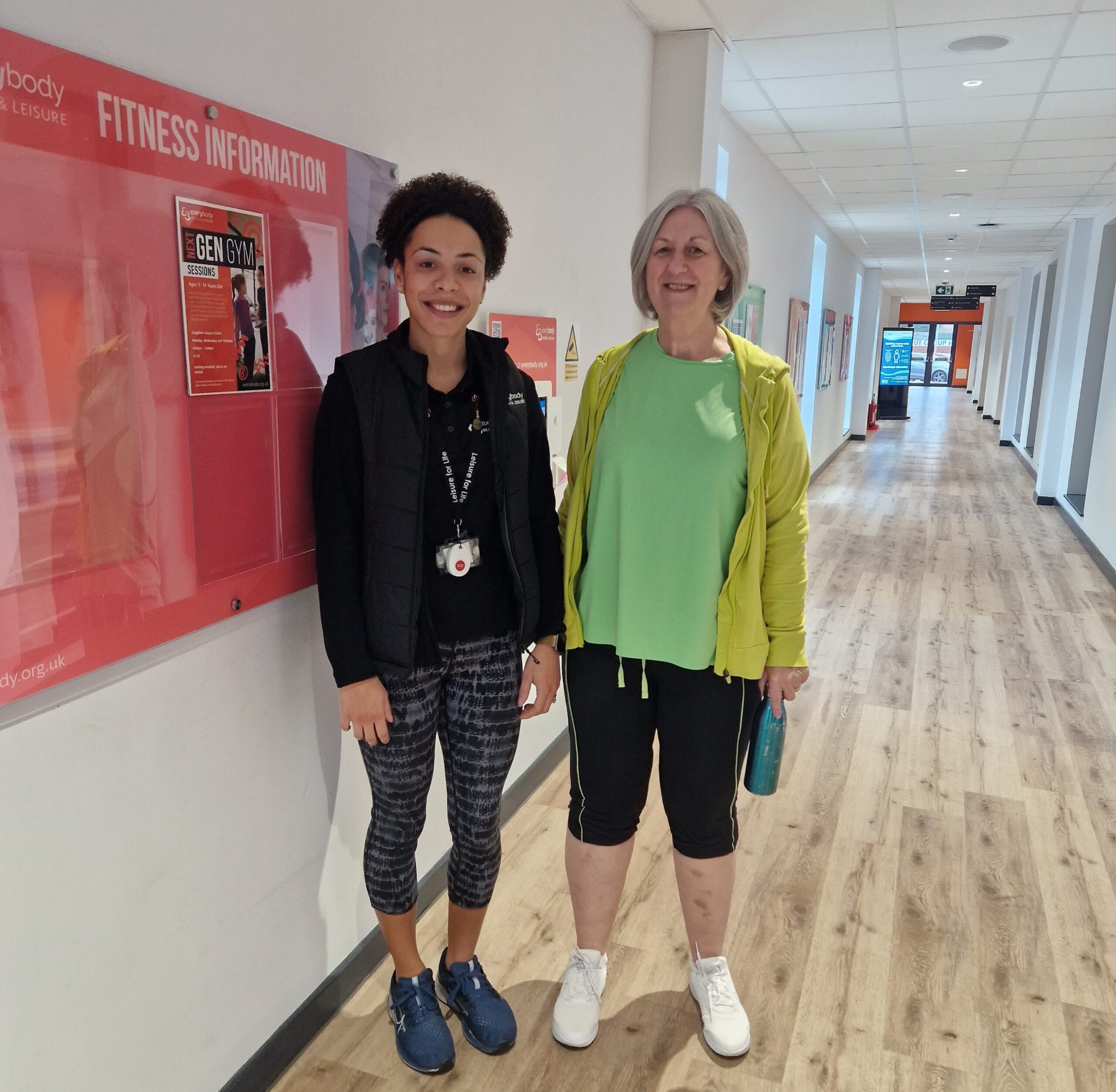 Everybody Healthy member Sian alongside Specialist Health Advisor Victoria Clarke at Congleton Leisure Centre